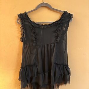 Elegant Black Ruffled Women's Top